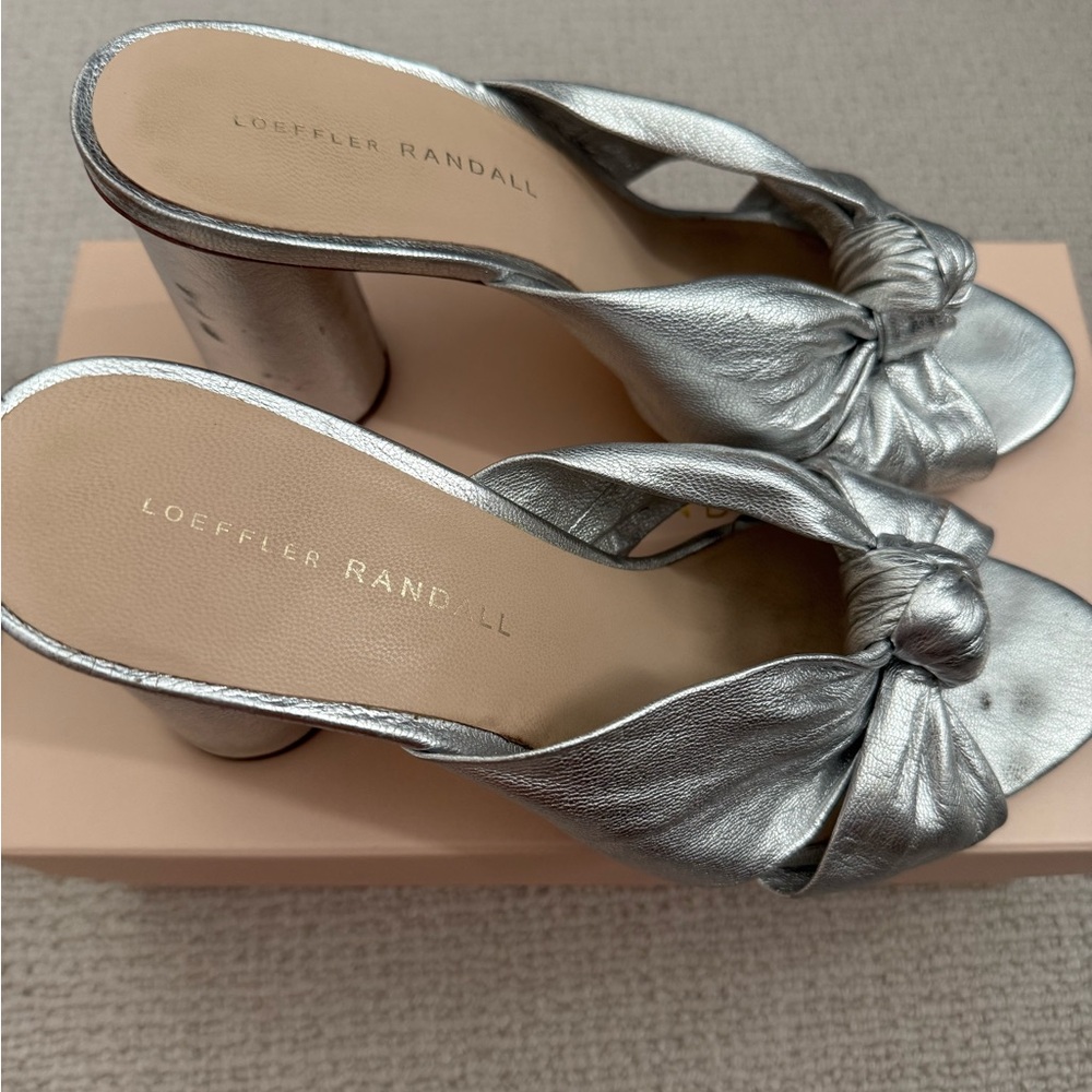 Loeffler Randall Metallic Silver Heeled coco Sandals size 8
